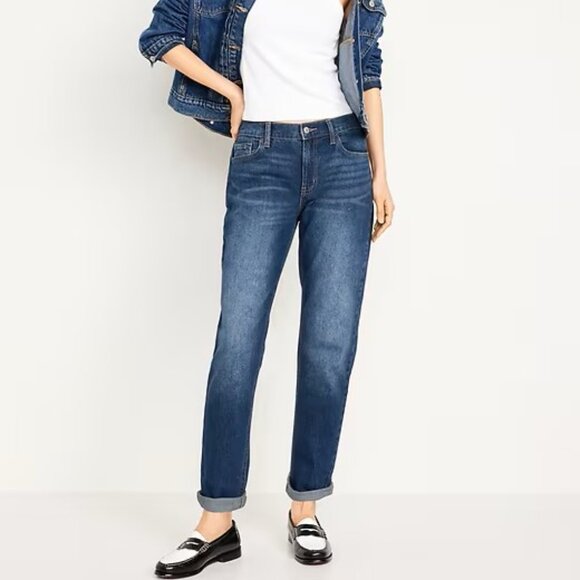 Old Navy Mid-Rise Wow Boyfriend Straight Jeans-14 Short - Picture 1 of 4